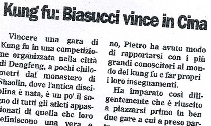Kung Fu: Impresa storica in Cina per il veneziano Pietro Biasucci